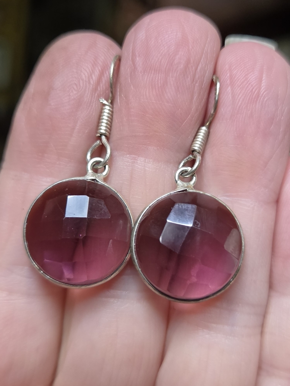Amethyst Natural 13k Faceted Sterling Earrings - Picture 8 of 10